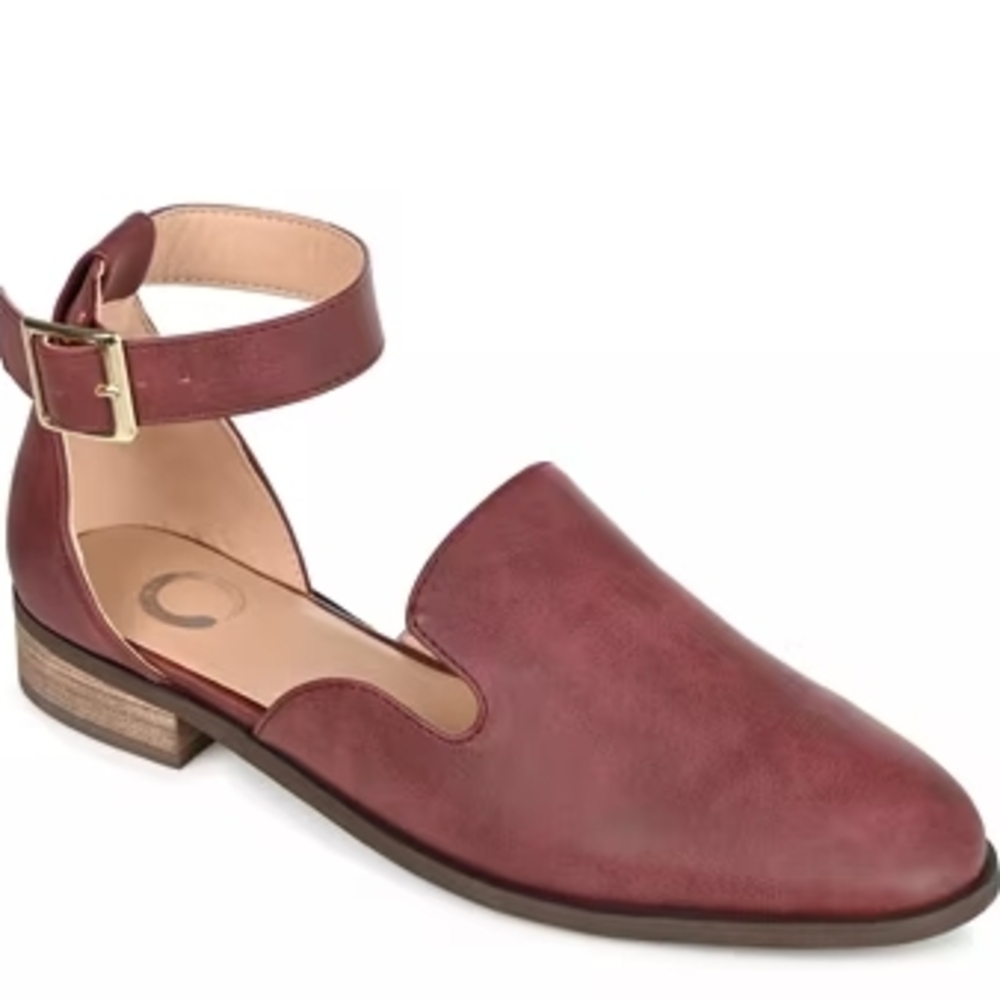 Elegant Burgundy Ankle Strap Loafers